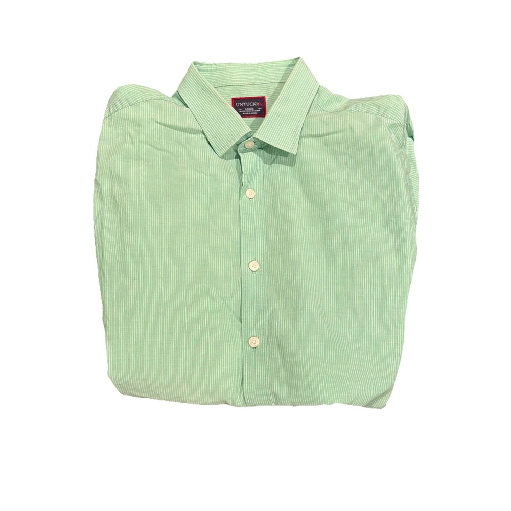 UNTUCKit Men's Casual Button Up Shirt Cotton Linen Long Sleeve Pocket Top Size L